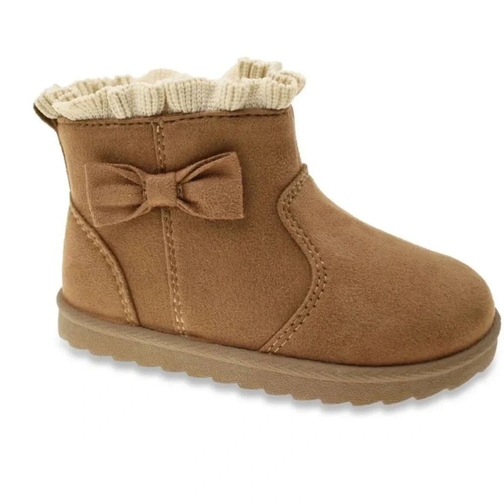 Wonder Nation faux fur baby boots size 3 with bow - Picture 1 of 6